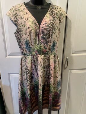 Voodoo Vixen Pink Multi Watercolor Floral Midi Dress